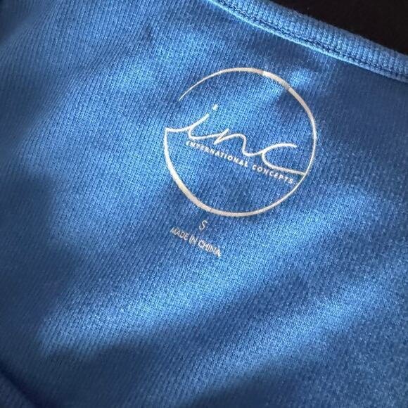 INC International Concepts Small Blue Ribbed Jeweled Tank Top - Picture 4 of 8